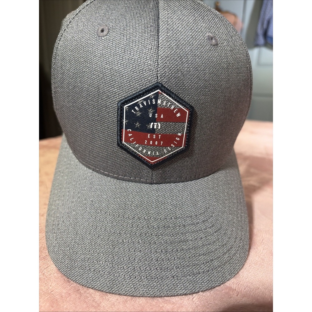 Travis Mathew Snapback Trucker Golf Hat Est MMVII California Patch Charcoal